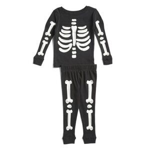 KOMAR KIDS Black Toddler 2pc Glow In The Dark Skeleton Sleep Set